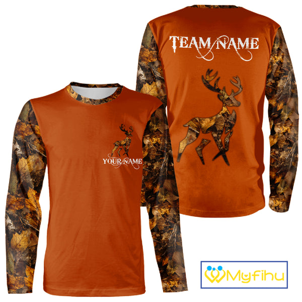 Best Deer Hunting Orange Camouflage Custom Name 3D All-Over Printed Shirt, Deer Hunting Gifts NHT51