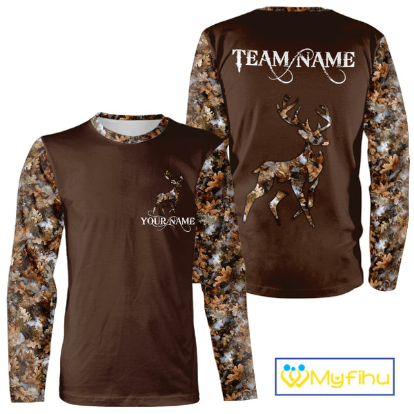 Best Deer Hunting Brown Camouflage Custom Name 3D All-Over Printed Shirt, Deer Hunting Gifts NHT52