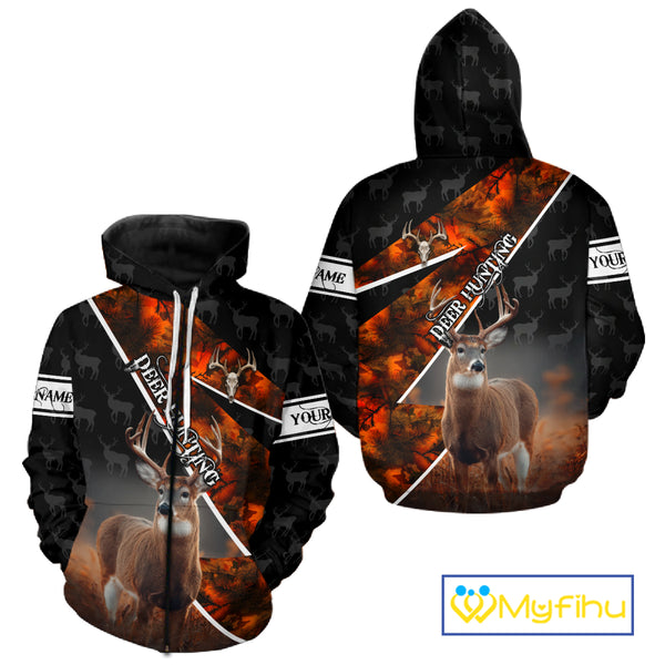 Best Whitetail Deer Hunting Shirt Custom Name Black Orange Camo Gift For Hunters Hunting Gift NHT53