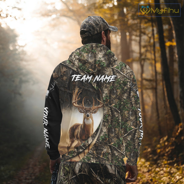Beautiful Deer Hunting Shirt Forest Camo 3D Print Custom Name Team Name For Deer Hunters NHT56
