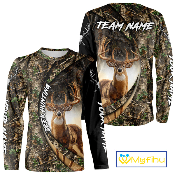 Beautiful Deer Hunting Shirt Forest Camo 3D Print Custom Name Team Name For Deer Hunters NHT56