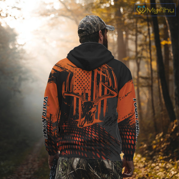 Best Deer Hunting Shirt 3D All Over Print Orange And Black Personalized Name For Hunters NHT63
