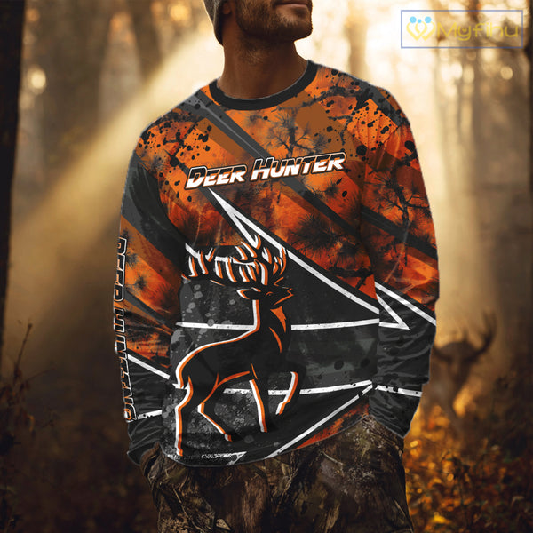 Deer Hunting Clothes 3D Orange Camo Black Custom Name Best Gifts For Deer Hunters NHT66