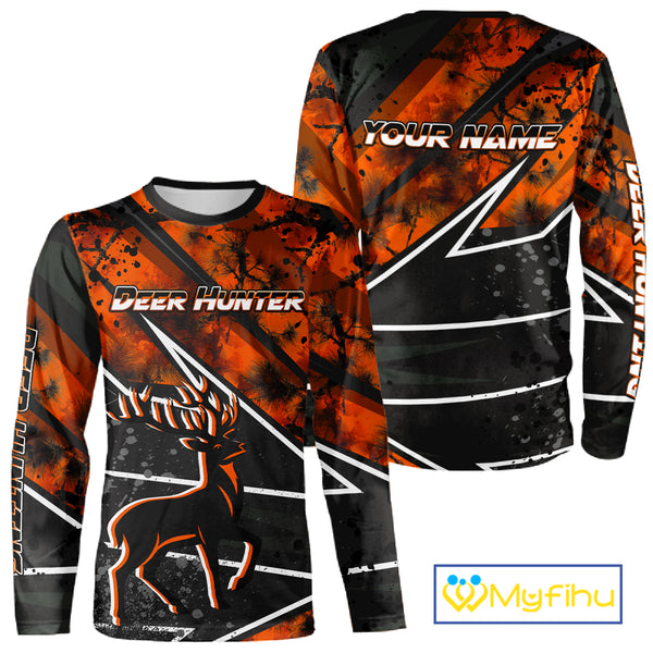 Deer Hunting Clothes 3D Orange Camo Black Custom Name Best Gifts For Deer Hunters NHT66