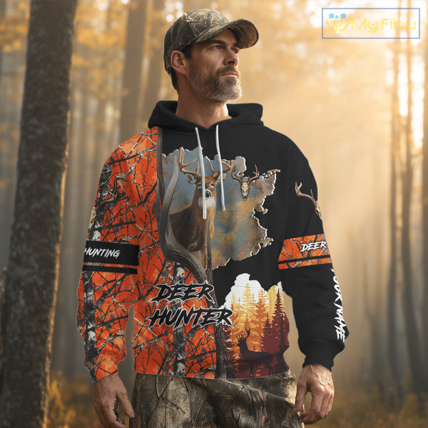 Beautiful Custom Camo Whitetail Deer Hunting Shirt With Full All-Over 3D For Deer Hunters NHT72