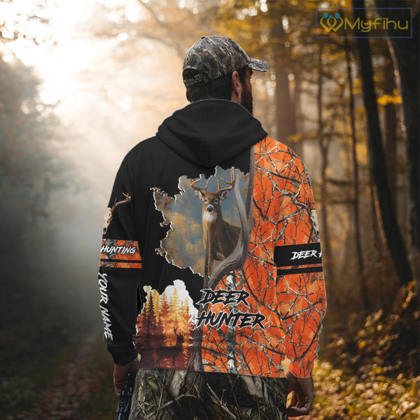 Beautiful Custom Camo Whitetail Deer Hunting Shirt With Full All-Over 3D For Deer Hunters NHT72