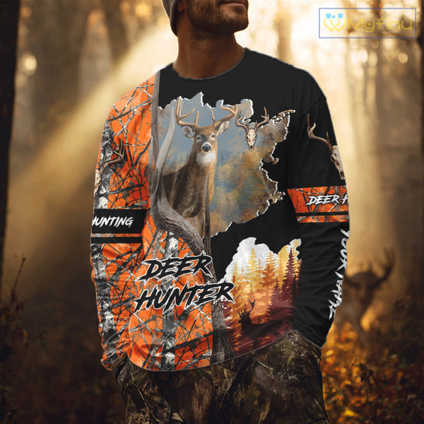 Beautiful Custom Camo Whitetail Deer Hunting Shirt With Full All-Over 3D For Deer Hunters NHT72