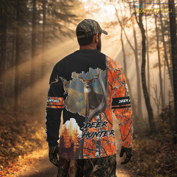 Beautiful Custom Camo Whitetail Deer Hunting Shirt With Full All-Over 3D For Deer Hunters NHT72