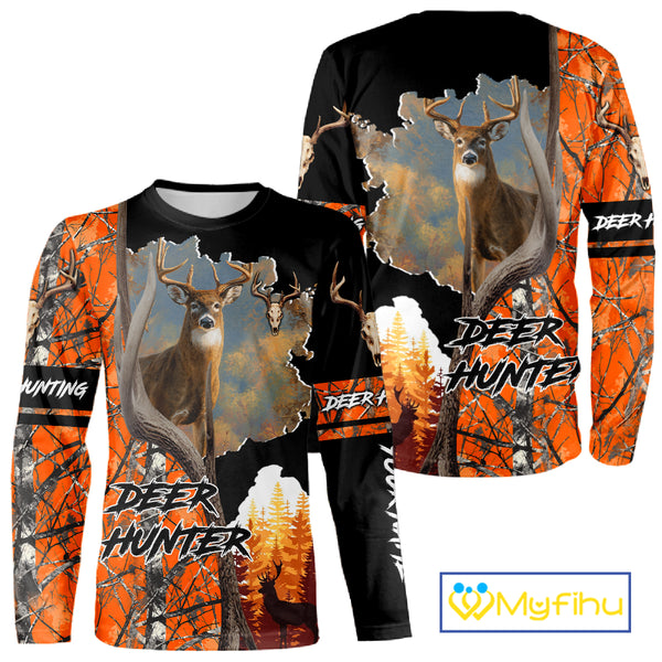 Beautiful Custom Camo Whitetail Deer Hunting Shirt With Full All-Over 3D For Deer Hunters NHT72