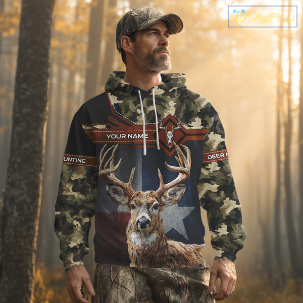 Whitetail Deer Hunting Shirt With Camouflage And Full 3D Print For Texas Deer Hunting Season NHT73