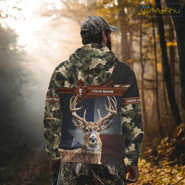 Whitetail Deer Hunting Shirt With Camouflage And Full 3D Print For Texas Deer Hunting Season NHT73