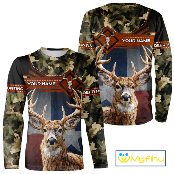 Whitetail Deer Hunting Shirt With Camouflage And Full 3D Print For Texas Deer Hunting Season NHT73