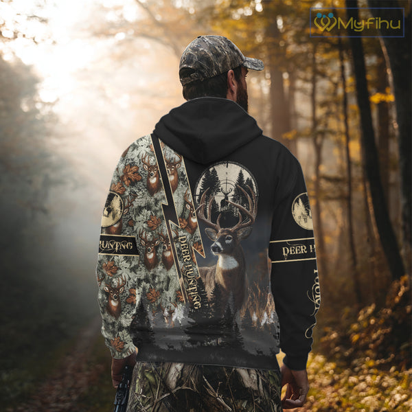 Deer Hunting Shirt Whitetail Deer With Scope Camo Custom Name Hunting Gifts For Hunters NHT86