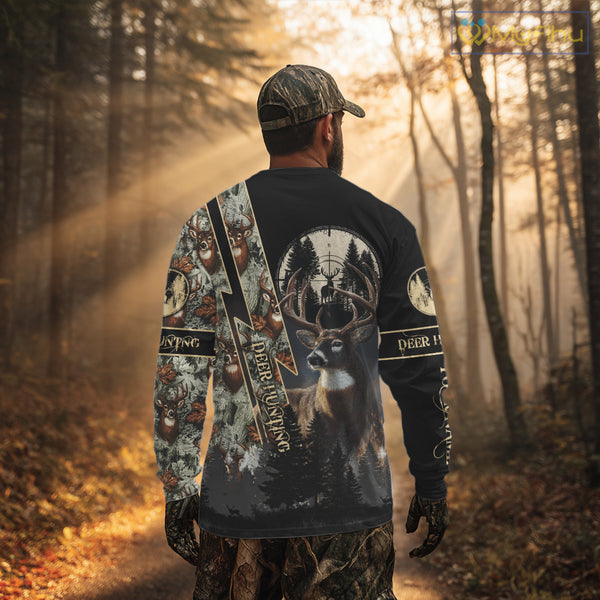 Deer Hunting Shirt Whitetail Deer With Scope Camo Custom Name Hunting Gifts For Hunters NHT86