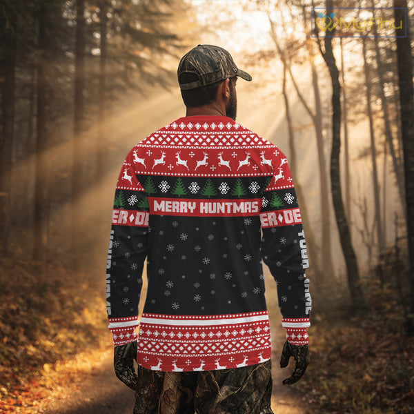 Custom Merry Huntmas Shirt – Personalized Deer Hunting Christmas Shirt with Your Photo NHT308