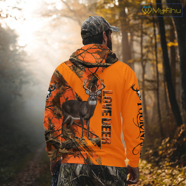 Deer Hunting 3D Orange Camo Shirt Custom Name  Perfect Gift for Hunters NHT13
