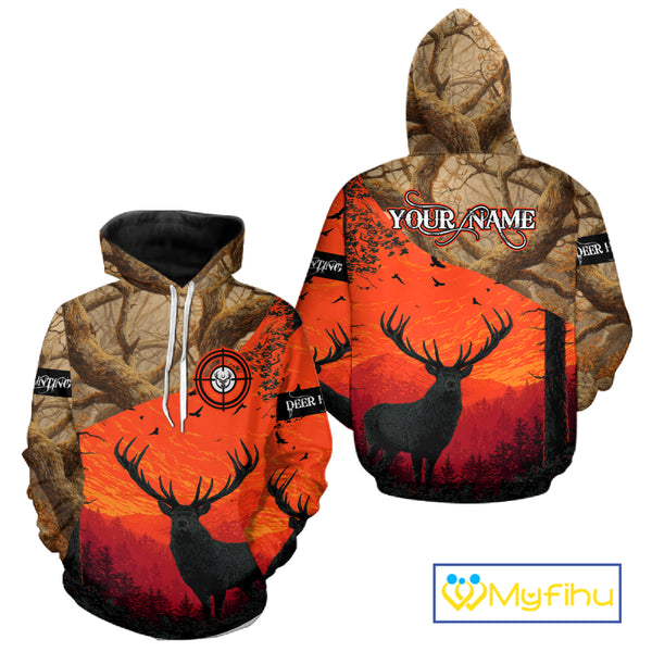 Personalized Deer Hunting 3D All Over Printed Shirts Custom Deer And Mountain Camo Shirt Hunting Gifts NHT15