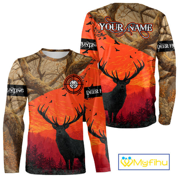 Personalized Deer Hunting 3D All Over Printed Shirts Custom Deer And Mountain Camo Shirt Hunting Gifts NHT15