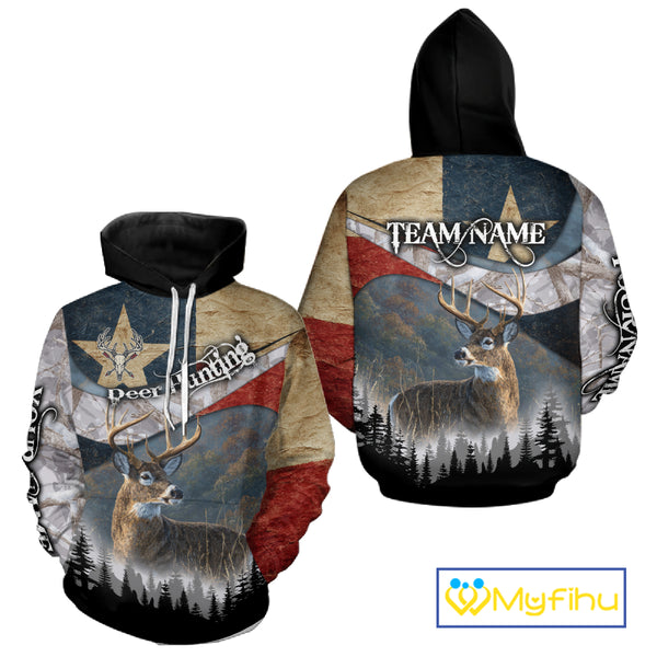 Deer Hunting Shirt-Personalized Texas Flag Camo Snow, Best Gifts for Deer Hunters NHT29