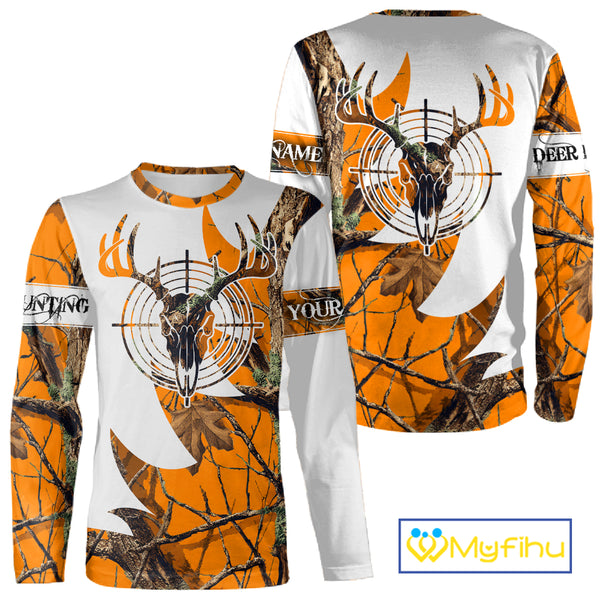 Custom Deer Skull Hunting Shirt 3D All Over Print Camo & Personalized Name, Gilfs for Hunter NHT31