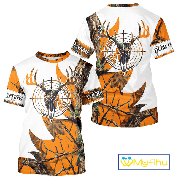 Custom Deer Skull Hunting Shirt 3D All Over Print Camo & Personalized Name, Gilfs for Hunter NHT31