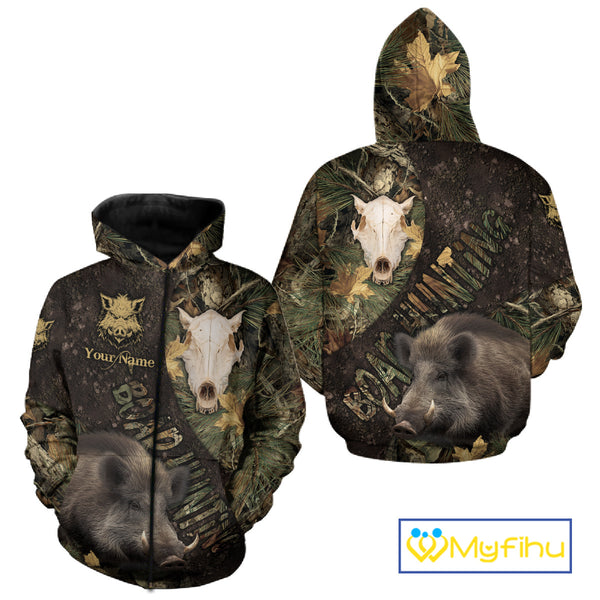 Best Wild Boar Hunting Forest Camouflage Custom Name Shirts for Hunter, Hunting Gifts NHT105