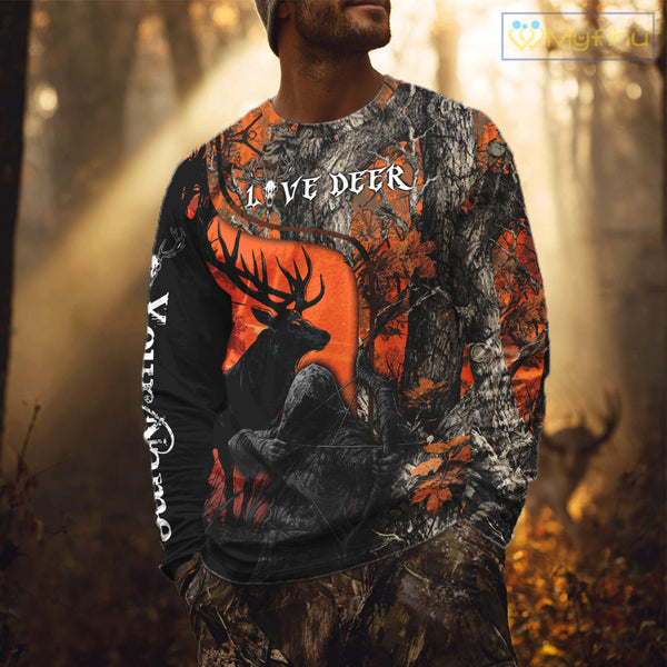 Deer Hunting Orange Camo Customize All Over Printed Shirts For Deer Hunters – NHT07