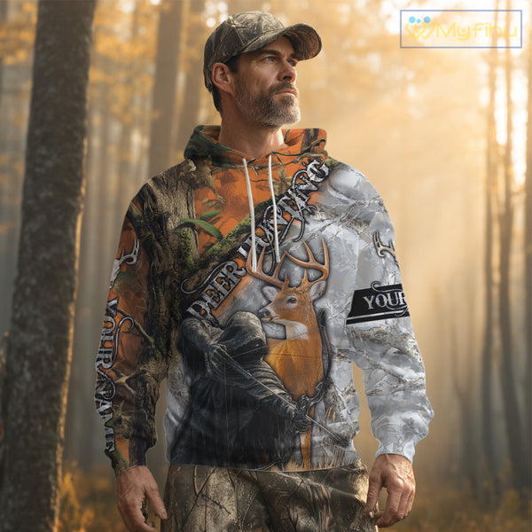 Deer Hunting 3D Shirt All-Over Print Orange White Tree Camo Deer Buck Grim Reaper For Hunters NHT23