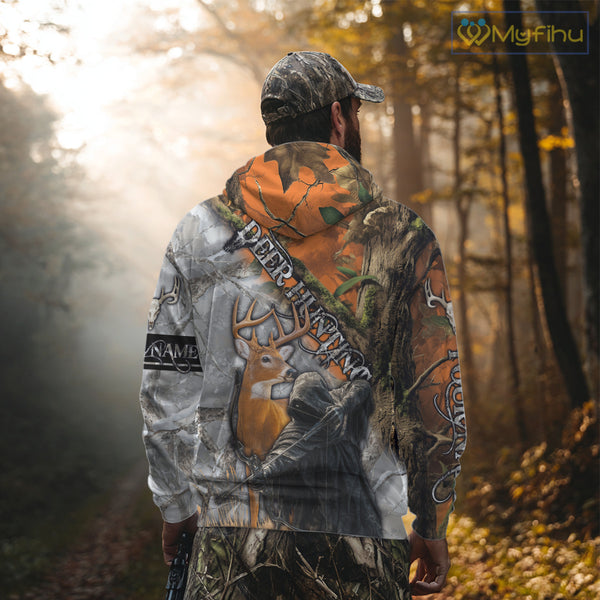 Deer Hunting 3D Shirt All-Over Print Orange White Tree Camo Deer Buck Grim Reaper For Hunters NHT23