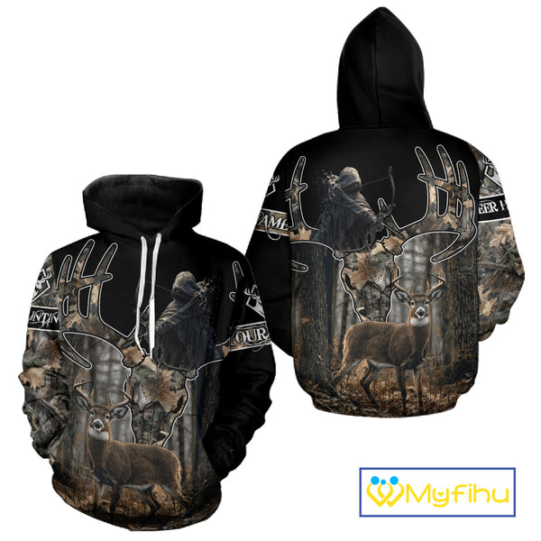 Best Season Whitetail Deer Hunting Shirt Custom Name Black Camo Forest Gift For Hunters NHT54