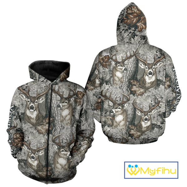 Beautiful Deer Hunting Shirt Pattern Deer Camo Custom Name 3D All Over Printed Hunting Gift NHT88