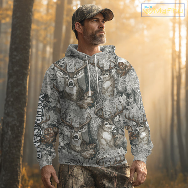 Beautiful Deer Hunting Shirt Pattern Deer Camo Custom Name 3D All Over Printed Hunting Gift NHT88