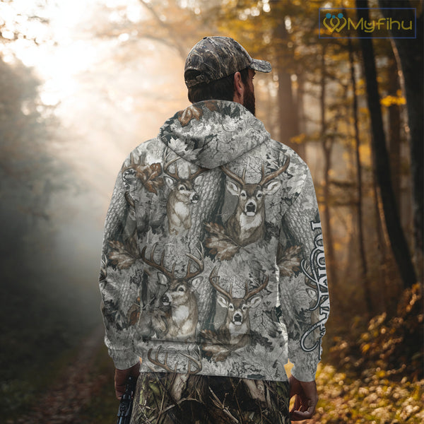 Beautiful Deer Hunting Shirt Pattern Deer Camo Custom Name 3D All Over Printed Hunting Gift NHT88