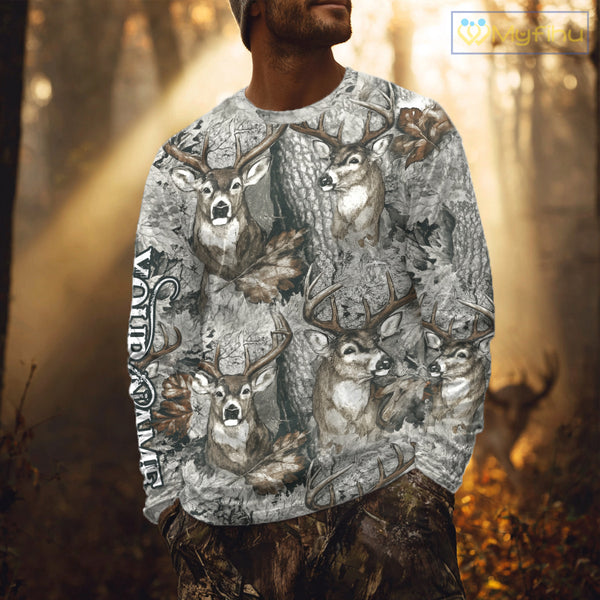 Beautiful Deer Hunting Shirt Pattern Deer Camo Custom Name 3D All Over Printed Hunting Gift NHT88