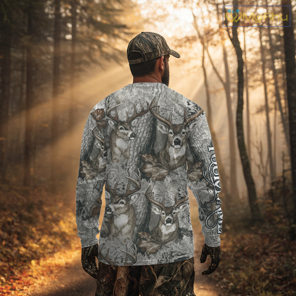 Beautiful Deer Hunting Shirt Pattern Deer Camo Custom Name 3D All Over Printed Hunting Gift NHT88