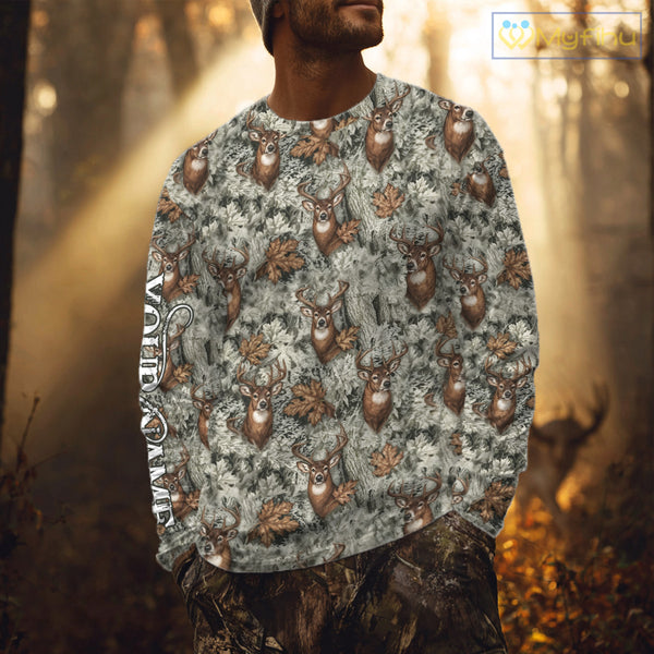 Beautiful Deer Hunting Shirt Pattern Deer Camo Custom Name 3D All Over Printed Hunting Gift NHT89
