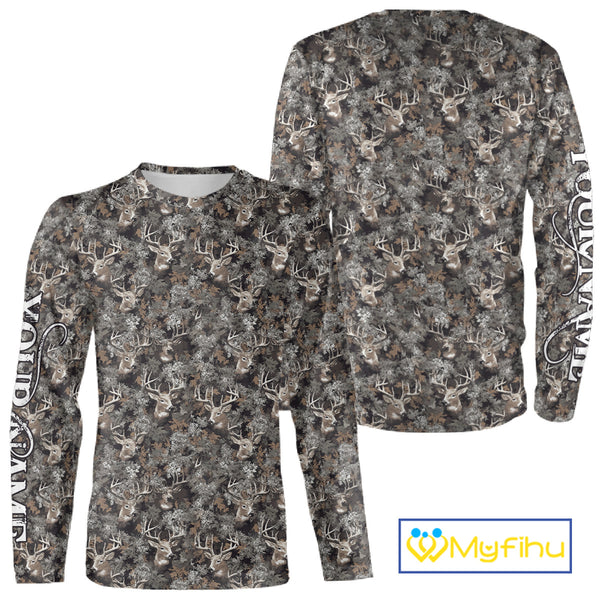 Beautiful Deer Hunting Shirt Pattern Deer Camo Custom Name 3D All Over Printed Hunting Gift NHT90