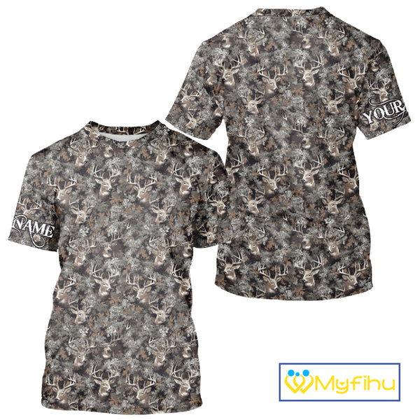 Beautiful Deer Hunting Shirt Pattern Deer Camo Custom Name 3D All Over Printed Hunting Gift NHT90