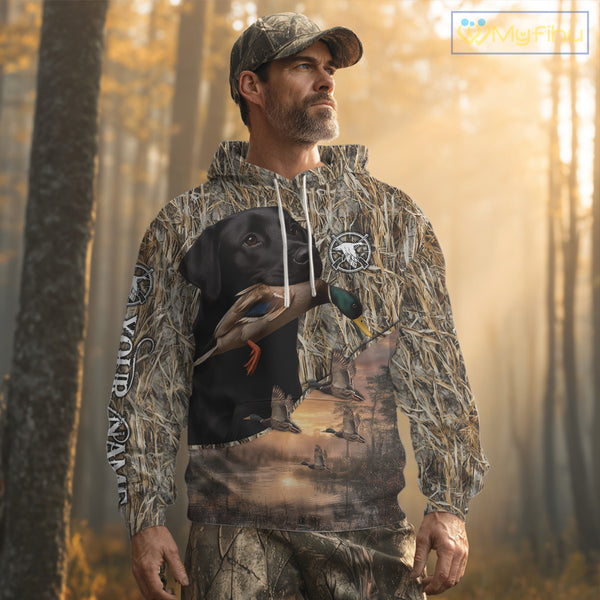 Duck Hunting Shirt Camo with Labrador Retriever Black 3D All Over Printing Shirts for Men NHT95