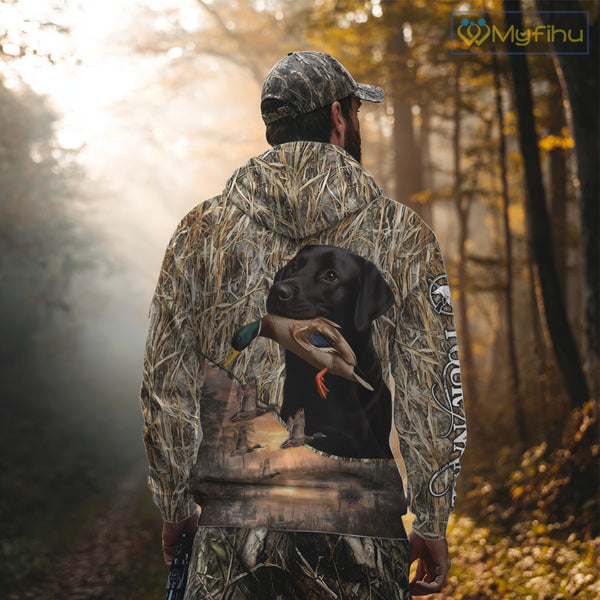 Duck Hunting Shirt Camo with Labrador Retriever Black 3D All Over Printing Shirts for Men NHT95