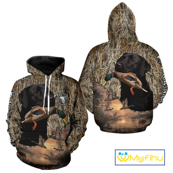 Duck Hunting Shirt Camo with Labrador Retriever Black 3D All Over Printing Shirts for Men NHT95
