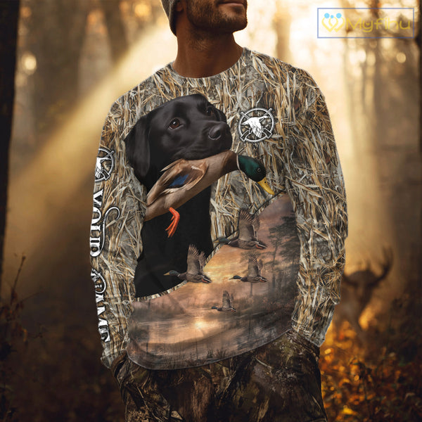Duck Hunting Shirt Camo with Labrador Retriever Black 3D All Over Printing Shirts for Men NHT95