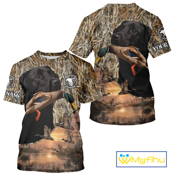 Duck Hunting Shirt Camo with Labrador Retriever Black 3D All Over Printing Shirts for Men NHT95