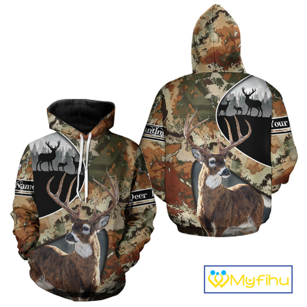 Whitetail Deer Hunting Shirt With Camouflage, Deer Hunter Custom Name, Hunting Gift  NHT97