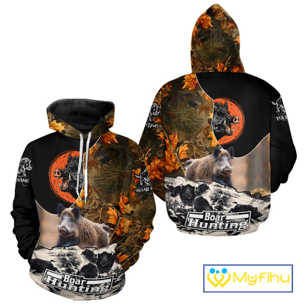 Camo Forest Hunting Animals Wild Boar 3D All Over Printed Shirt Custom Name & Hunting Gift NHT109