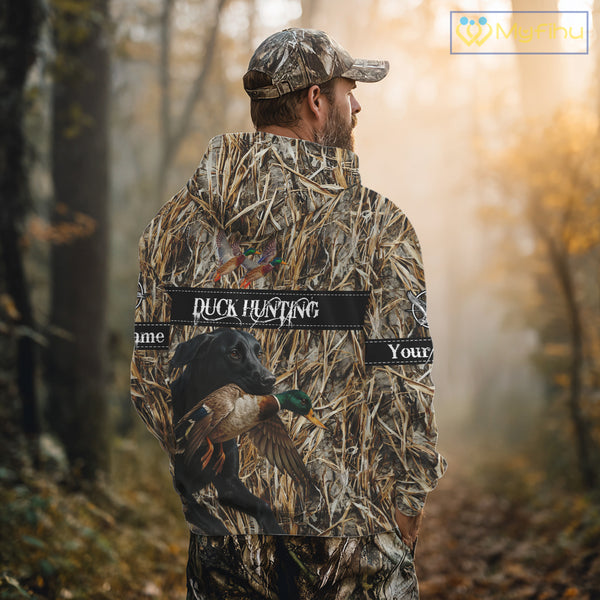 Duck Hunting Shirts With Black Labrador Retriever Dog Shirts Personalized Hunting Clothes NHT115