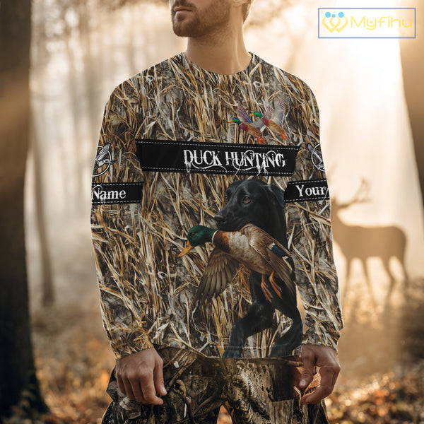 Duck Hunting Shirts With Black Labrador Retriever Dog Shirts Personalized Hunting Clothes NHT115