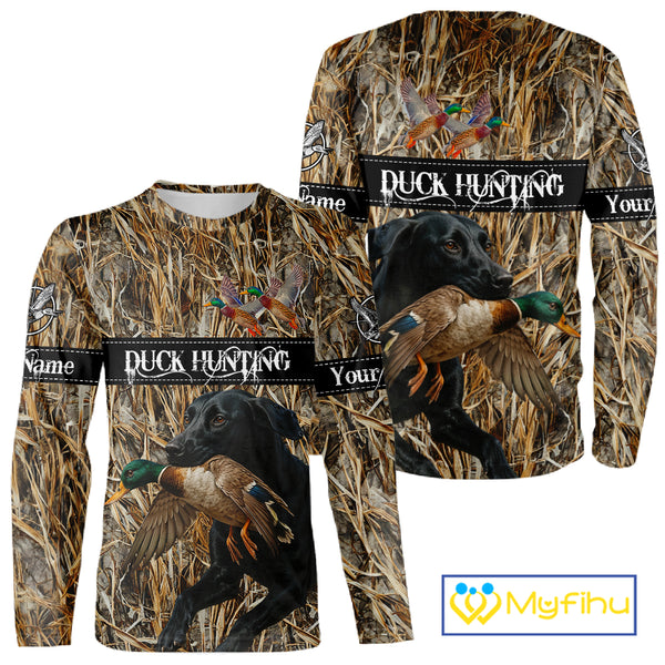 Duck Hunting Shirts With Black Labrador Retriever Dog Shirts Personalized Hunting Clothes NHT115