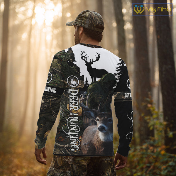 Deer Hunting 3D Shirt All-Over Print with Deer Buck, Grim Reaper Camouflage For Deer Hunters NHT24