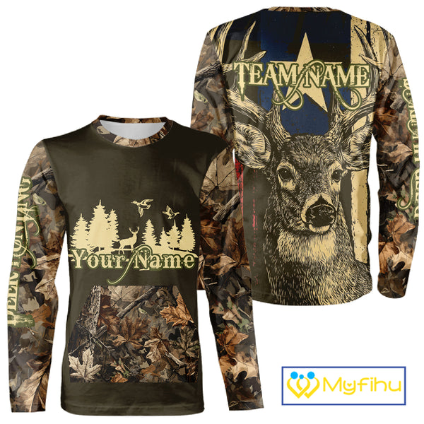 Deer hunting Shirt  3D All Over Print With Texas Flag & Forest Camo Best Gift For Hunter NHT30